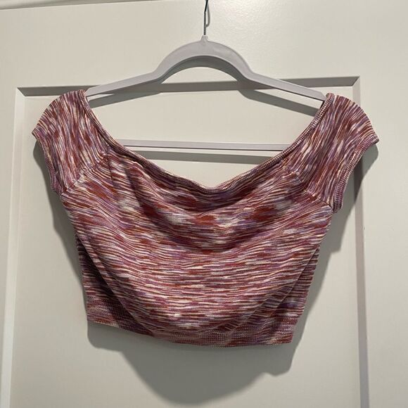 House Of Harlow X Revolve Sonia Off Shoulder Crop in Purple Spacedye - Picture 4 of 5